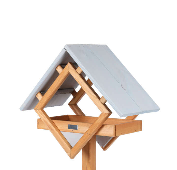 Vogelhaus aus Kiefer, grau / holzfarben